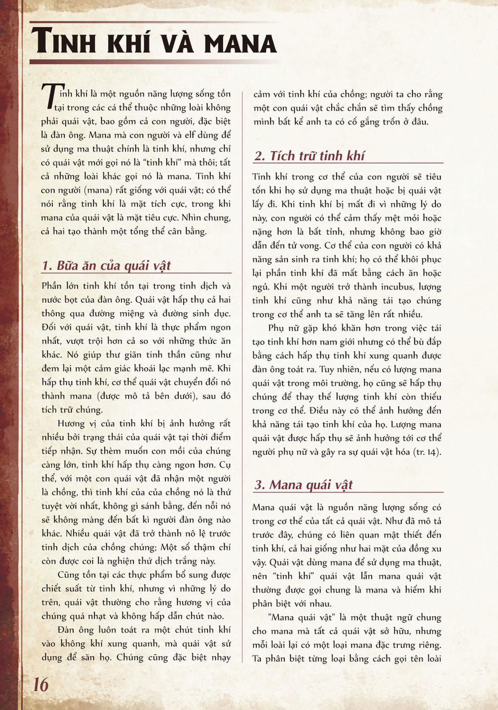 Bách khoa toàn thư Monster Girl Khái niệm: Quái vật hóa; Tinh khí và mana trang 2
