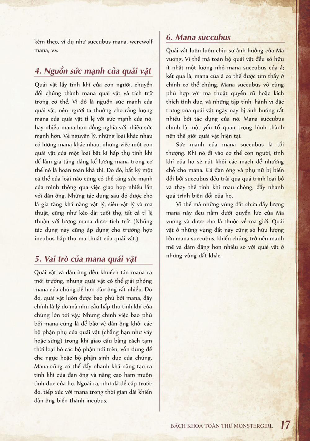 Bách khoa toàn thư Monster Girl Khái niệm: Quái vật hóa; Tinh khí và mana trang 3