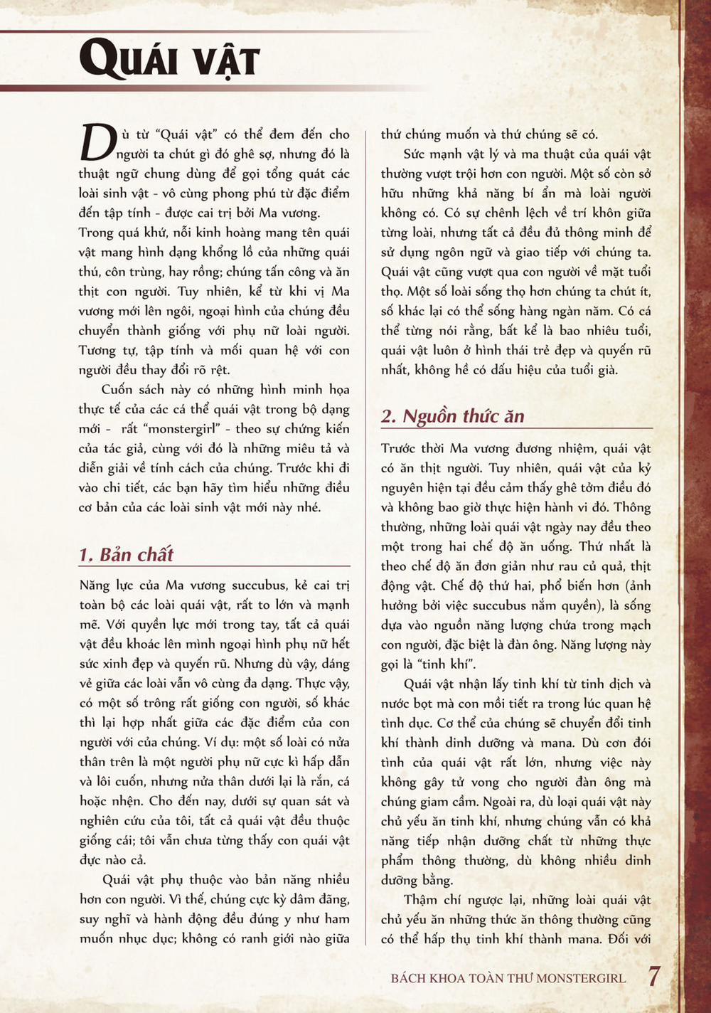 Bách khoa toàn thư Monster Girl Lời nói đầu 0 Mục lục 0 Khái niệm: Quái vật trang 5