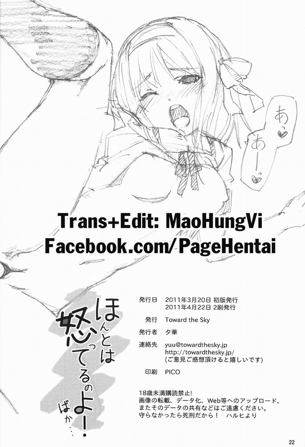 Honto wa Okotteru no yo! Baka... (Suzumiya Haruhi no Yuuutsu) Oneshot trang 20