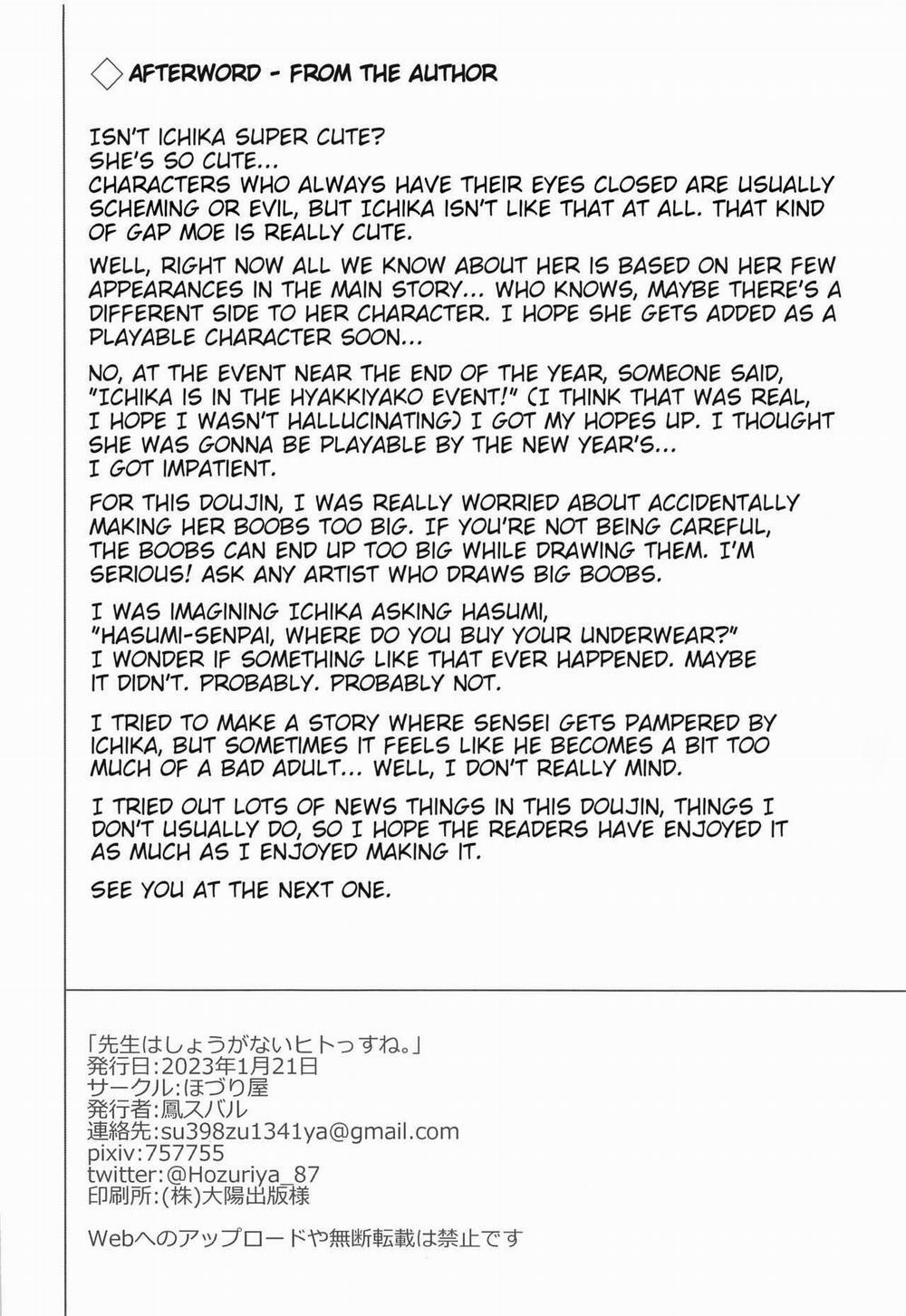 Sensei wa Shouganai Hitossu ne (Blue Archive) Oneshot trang 19